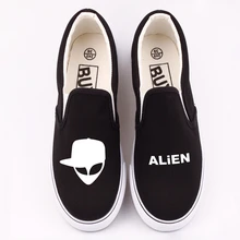E-LOV парусиновая обувь с принтом аниме «инопланетянин»; лоферы; женские эспадрильи на плоской подошве; низкие летние туфли без застежки; Sapato