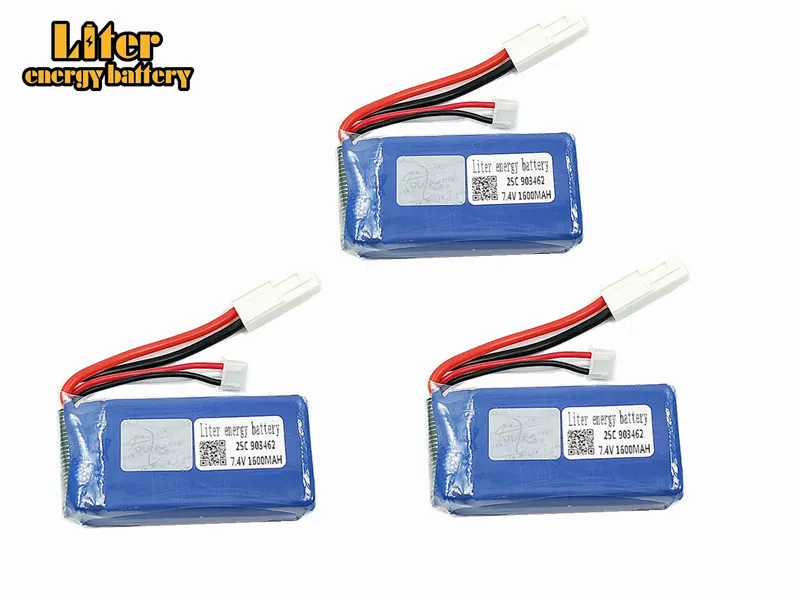 3PCS 7.4V 1600mAh 25c battery For FT009 Remote controlboat speedboat 903462 1600mah EL EL-2P PLUG | Электроника