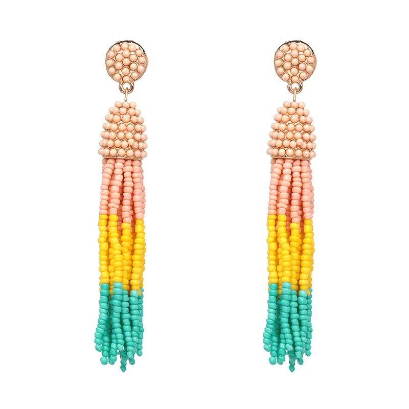 

4 Colors Beads Tassels Dangle Earrings Fashion Statement Jewelry Women Party Gift Wholesale Price Crystal Earring Factory F50372