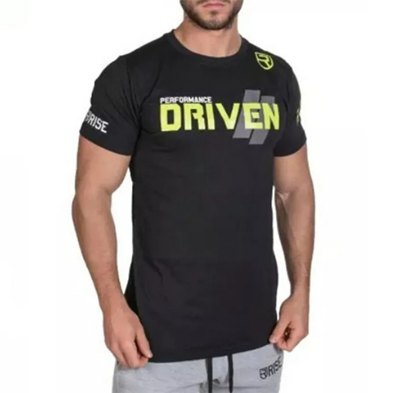 Мужская летняя спортивная футболка для тренировок, фитнеса, брендовая футболка, облегающие футболки для бодибилдинга, с принтом, с круглым вырезом, с короткими рукавами, хлопковая футболка, топы, одежда - Цвет: C7