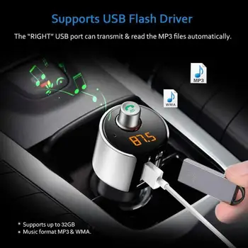 

New Wireless Bluetooth FM Transmitter Car MP3 Player Handsfree Bluetooth with LED Display Screen Dual USB Charging Port