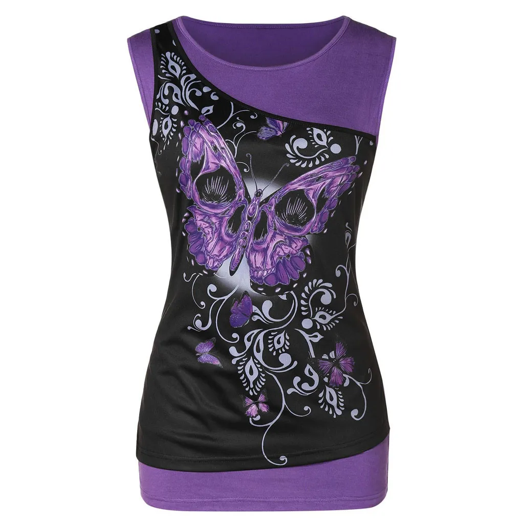 

blusas mujer de moda 2019 women's blouse shirt Women Butterfly Printing Vest Tank Shirt Sleeveless Casual Tops Blouse