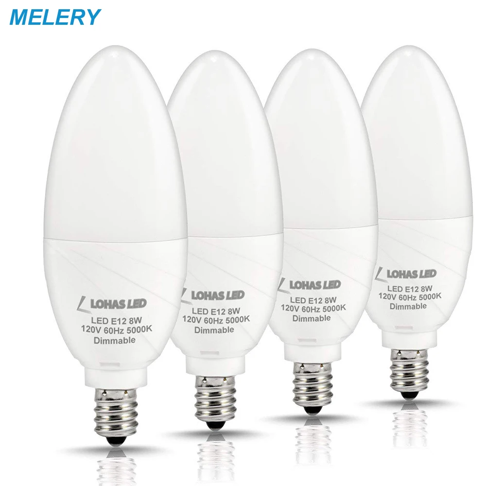 

LED Candelabra Bulb Dimmable 75 Watt Light Equivalent E12 Base 8W Warm White 2700K Home Lighting for Kitchen Dining Room-4Pack