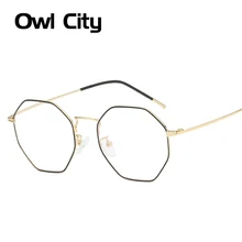 Monturas de gafas clásicas, gafas hexagonales, monturas de gafas para mujer, monturas metálicas transparentes para hombres, lentes para miopía, gafas para ordenador