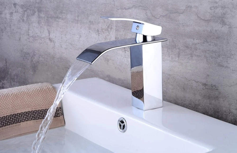 BAOLINLONG النحاس الطابق جبل صنابير حمام الغرور أحواض من الزجاج خلاط الشلال الحنفية الحنفية