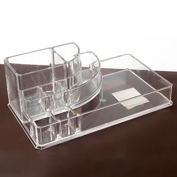 

New empty Transparent Plastic Makeup Brush Make Up Box Organizer Storage Shelf Acrylic Nail Polish Lipstick Cosmetic Rack