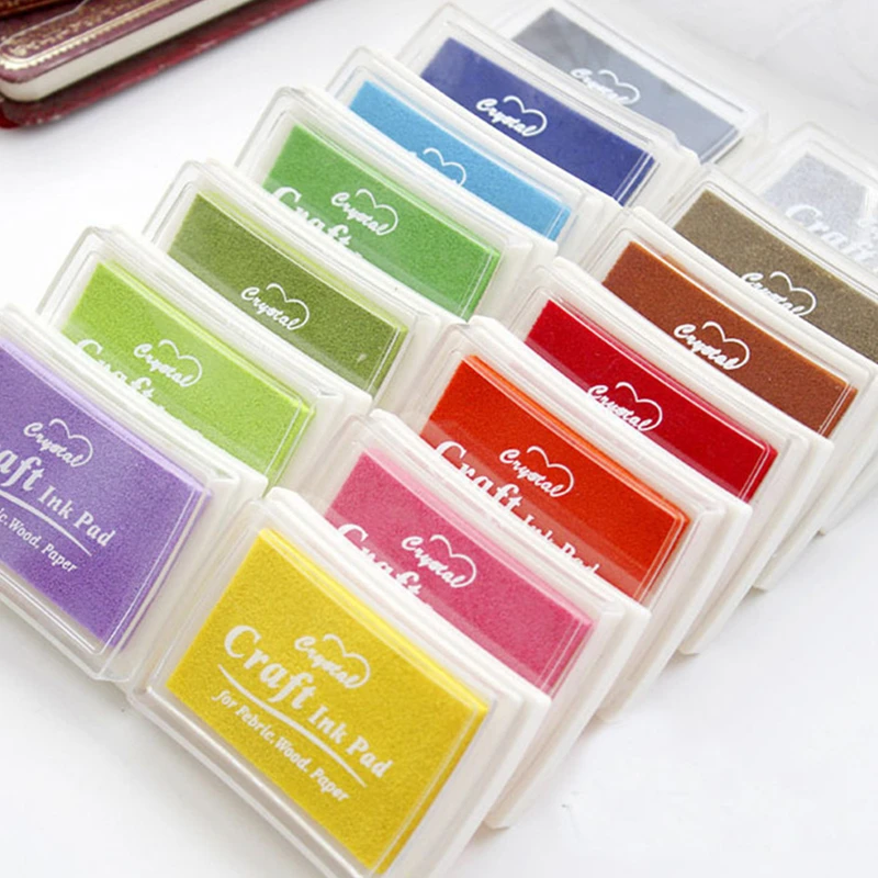 1pc Colored Inkpad DIY Carving Rubber Stamp Pad Fabric Wood Paper Artist Crystal Craft Ink Pad School Office Supply Stationery