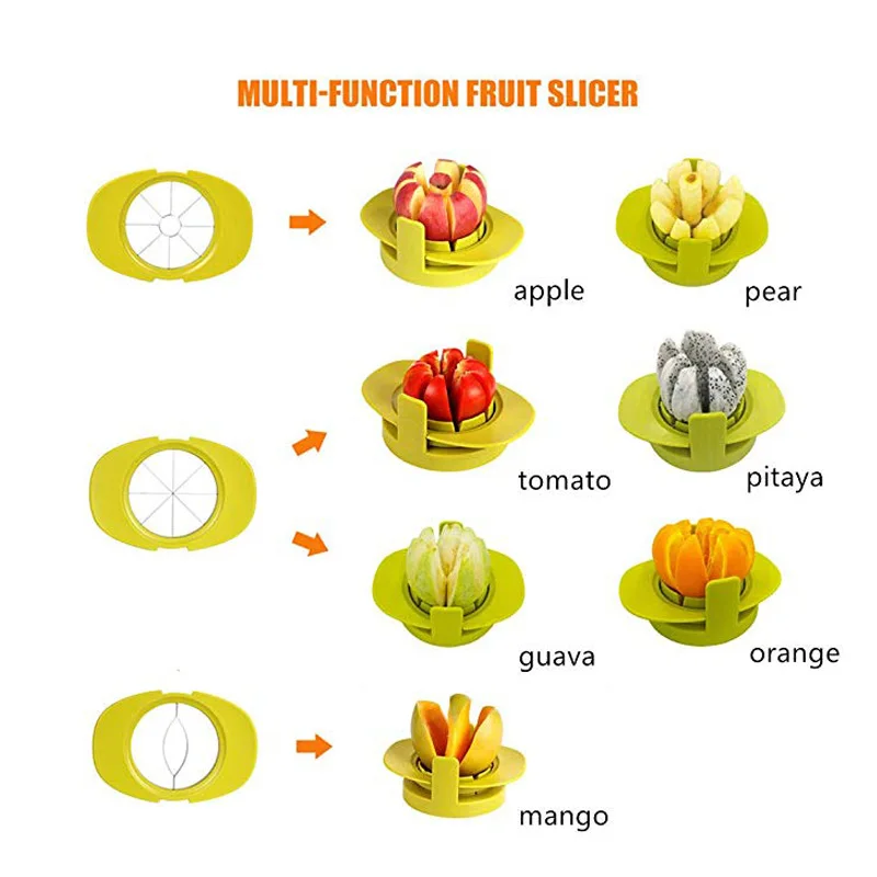 3 в 1 Многофункциональный яблока груши манго лимон Драконий фрукт овощи тесак нож для удаления сердцевины и нарезания резак с общей база, Кухня гаджет