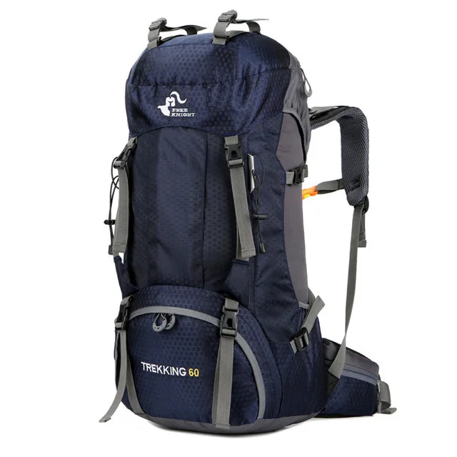 Big Capacity 60L Hiking Bag Men Women Outdoor Camping Travel Climbing Waterproof Backpack With Rain Cover Riding Sport Rucksack - Цвет: 60L Dark Blue