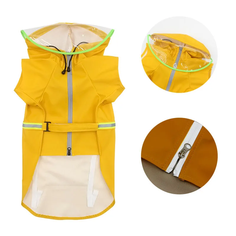 

Pet Dog Raincoat Waterproof Dogs Rain Jackets Safety Rainwear Dog Jumpsuits Poncho Clothes Raincoats For Small Medium Large Dogs