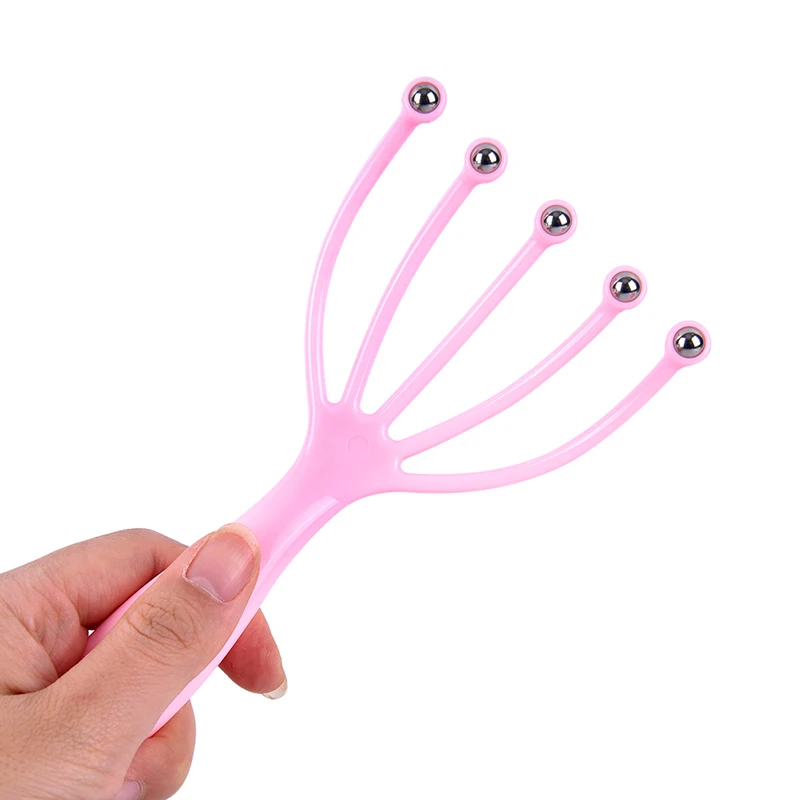 

1Pc Five Finger Relax Massager Head Hair SPA Scalp Neck Stress Release Head Physician Steel Ball Massage Relaxation 2 Color
