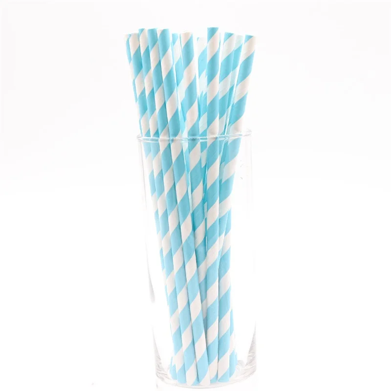 

25pcs/lot Blue Theme Disposable Paper Party drink Straws Wedding Decorations Birthday Party Tableware Set kids party supplies