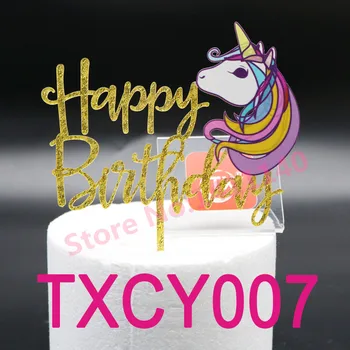 

Unicorn silhouette Gold Happy Birthday Cake Topper for Baby Birthday Party Decoration Cake Decorating Acrylic Topper