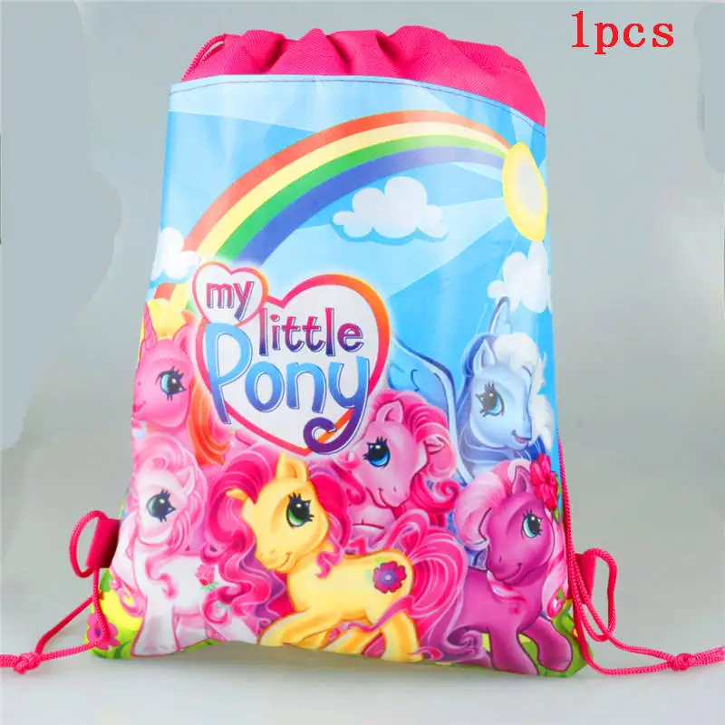 1 шт. мой маленький пони нетканый ткань шнурок рюкзак вечерние принадлежности для девочек путешествия школьная сумка в подарок на день рождения сумки для хранения - Цвет: bag B-1pcs