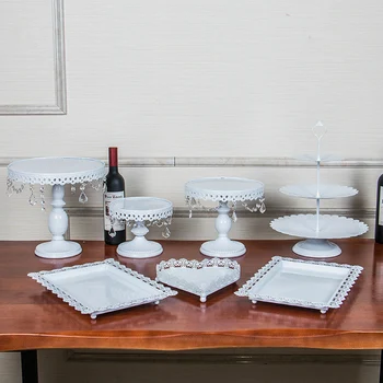 

Gold Iron metal cake stand set 7pieces wedding cupcake tray plate birthday party cake decoration tools bakeware dinnerware