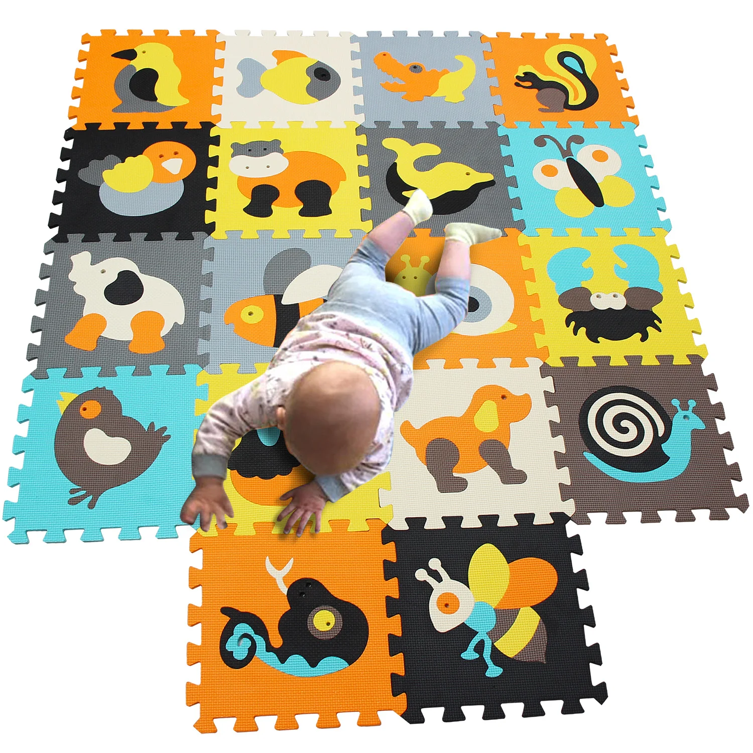 Mei qi классный детский игровой коврик животные головоломки коврики для ползания гимнастический коврик мультяшный пол игровой коврик детский коврик для восхождения игровой ковер Eva пена - Цвет: P010014G301018