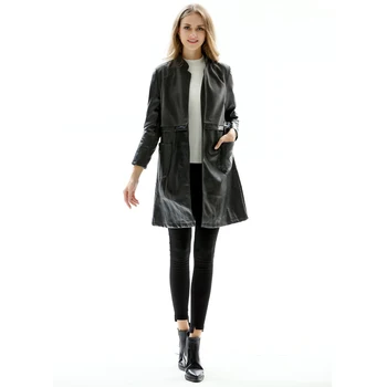 

Faux Leather Jacket Women Black XL 4XL 5XL Plus Size PU Coat 19 New Autumn Winter Fashion Loose Slim Long Jackets Feminina JD341
