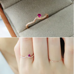 M S Jewellery Box Delicate Rose Gold Wave Shaped Lady Ring In Rings M S Jewellery Box Delicate Rose Gold Wave Shaped Lady Ring