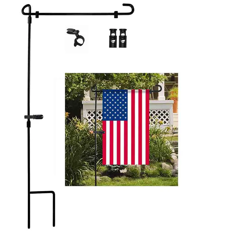 Garden Iron Flag Pole Outdoor Yard Flags Stand Holder Banner Bracket Stoppers Flags Banners Accessories #4M10 (2)