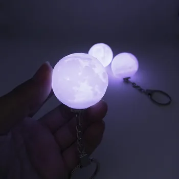 

New Creative Keychain Mini 3D Print Moon Light Mini Moon Nightlights Battery Powered Lamp For Xmas birthday present Chaveiro