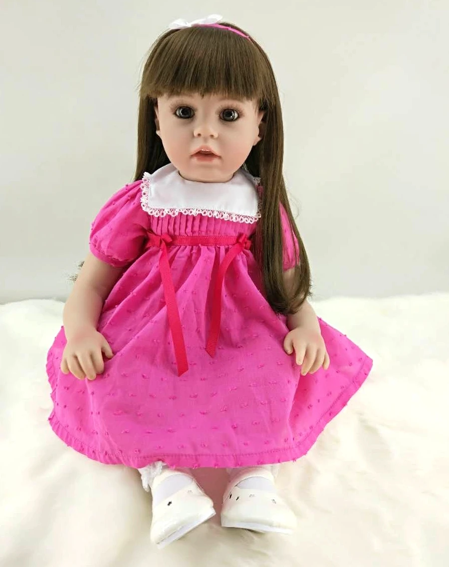 Le24inch силикона Reborn Baby Doll игрушки 60 см винил мягкое тело принцесса малышей Кукла Девушка присутствует игровой дом перед сном игрушка для