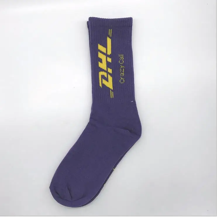 Мужские носки с буквенным принтом; Новинка в европейском и американском стиле; стильные уличные носки; сезон осень-зима; хлопковые дышащие носки; Лидер продаж - Цвет: DHL-purple