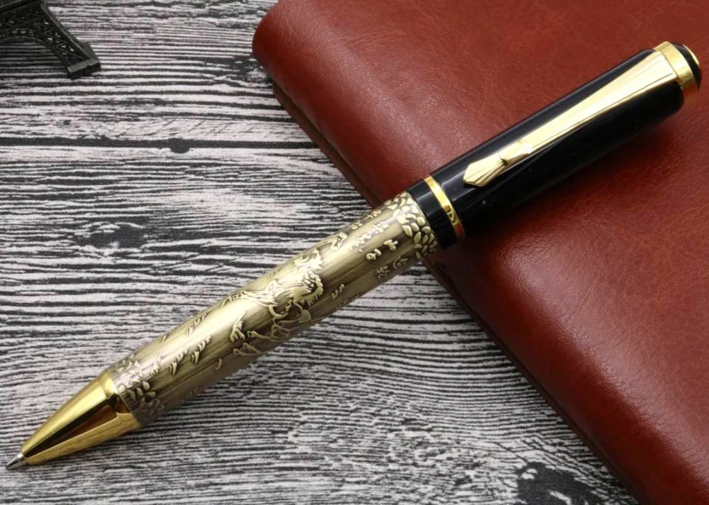 

BAOER 507 Traditional Chinese painting decoration The horse golden Trim Standard metal STUDENT ballpoint Pen