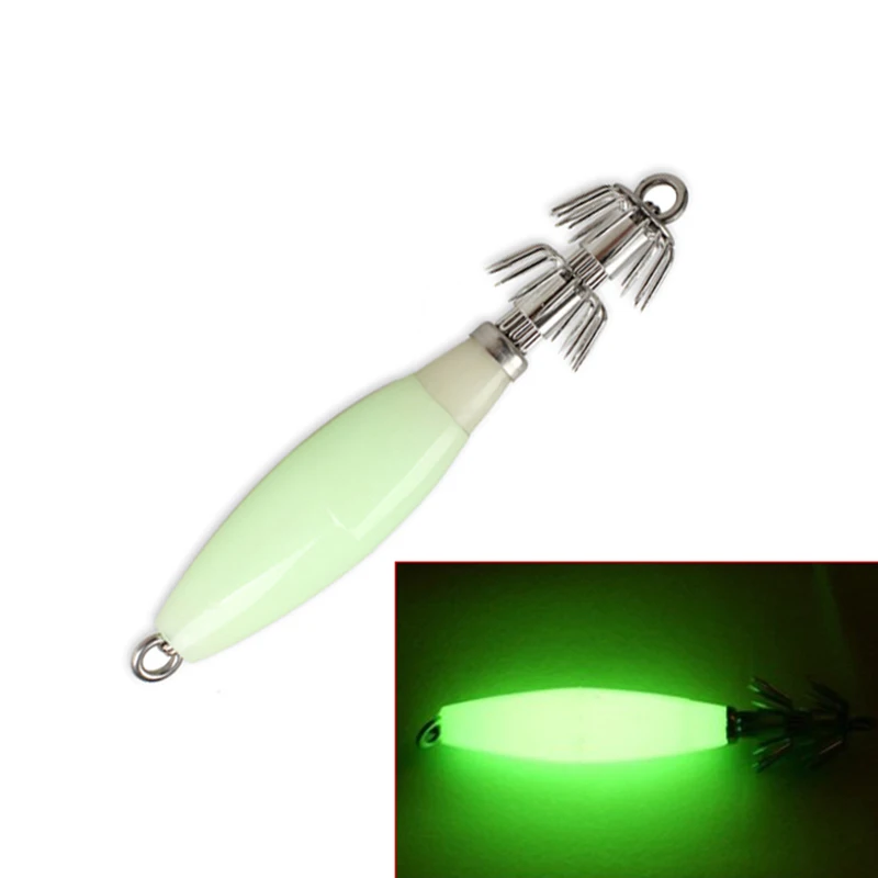 

Newly 95mm*0.9mm Noctilucent Squid Cuttlefish Sleeve Fishing Lure Hook Bait Fishhook