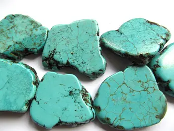 

16inch 25-40mm Turquoise gergous, Magnasite slab beads