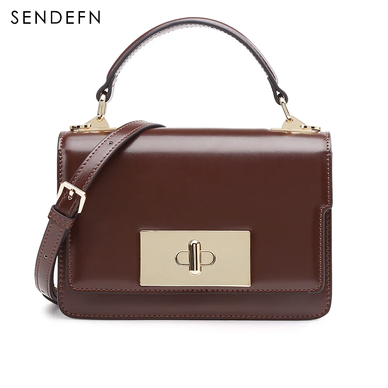 

SENDEFN2018 new bag handbag Messenger bag tide Korean fashion wild lock small square leather shoulder bag