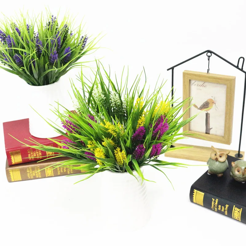 Flone 7 Branch Romantic Provence Lavender Plastic Flower Artificial Flowers Grain Wedding Home Home Decorative Simulation Flower (40)