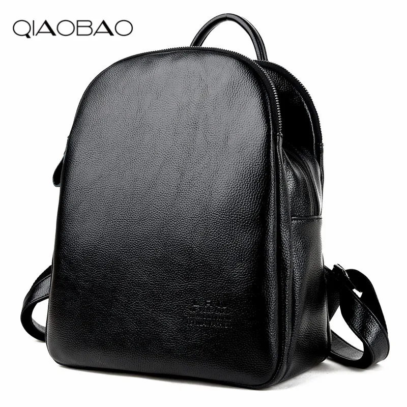 QIAOBAO, женский кожаный рюкзак, женские двойные сумки через плечо, рюкзаки для девочек-подростков, Mochila Bolsa