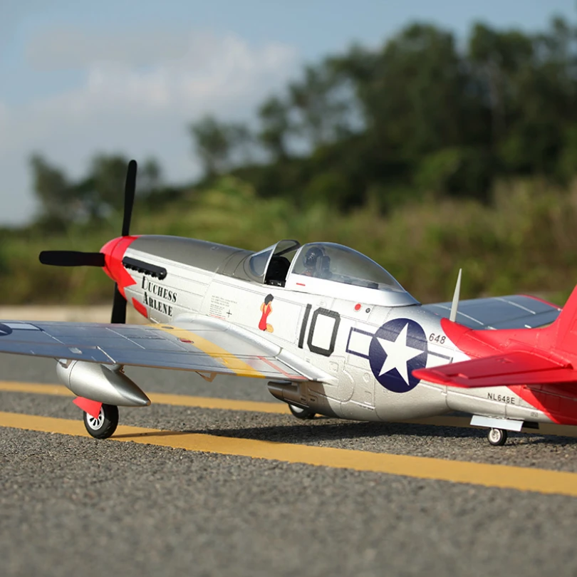 Радиоуправляемый самолет FMS 1450 мм 1 4 м P51 P 51D Mustang красный хвост V8 с рефлекс