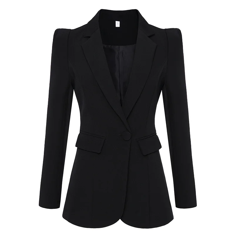High quality long blazer woman spring autumn 2019 new office elegant one buckle pocket Long sleeve Shrug jacket ladies blazer High quality long blazer woman spring autumn 2019 new office elegant one buckle pocket Long sleeve Shrug jacket ladies blazer