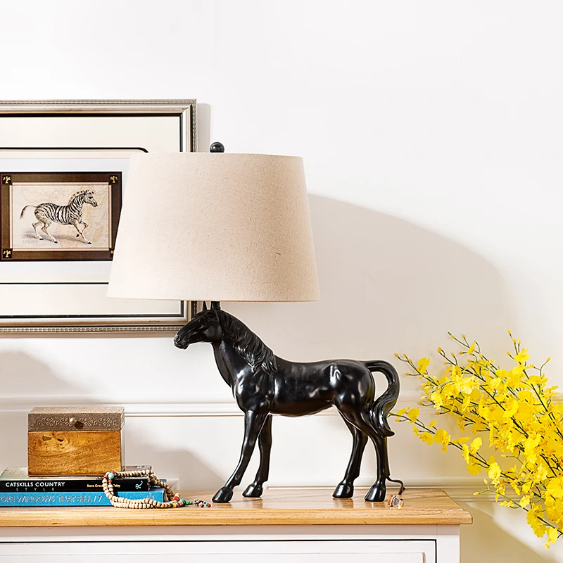 Odd ranks yield American retro decorative lamps study lamp living room resin horse