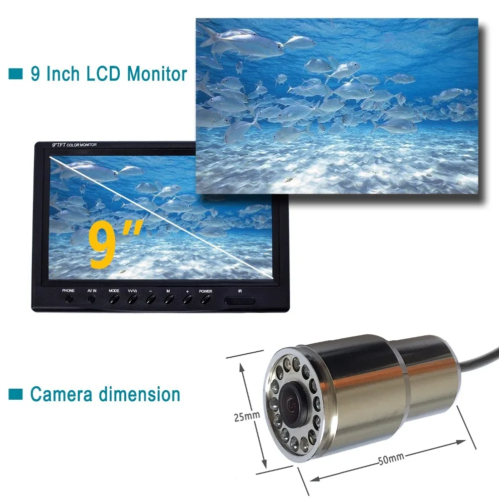 Inventor dos Peixes Câmera de Vídeo Subaquática de Pesca Lago de Pesca Syanspan Portátil Monitor Ip68 hd 1000tvl Noite Versão Ice - 9 Tft Lcd 12 Vídeo Subaquática De Pesca 9