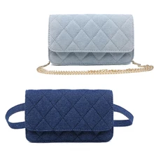 Новые повседневные поясные сумки женские сумки для покупок с клапаном на талии Женские однотонные джинсовые Поясные Сумки Роскошные качественные сумки-мессенджеры