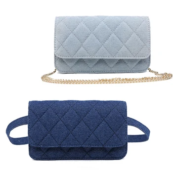 

2019 New Casual Belt Bags Women Shopping Flap Waist Bag Female Solid Denim Fanny Packs Ladies Luxury Quality Messenger Bag