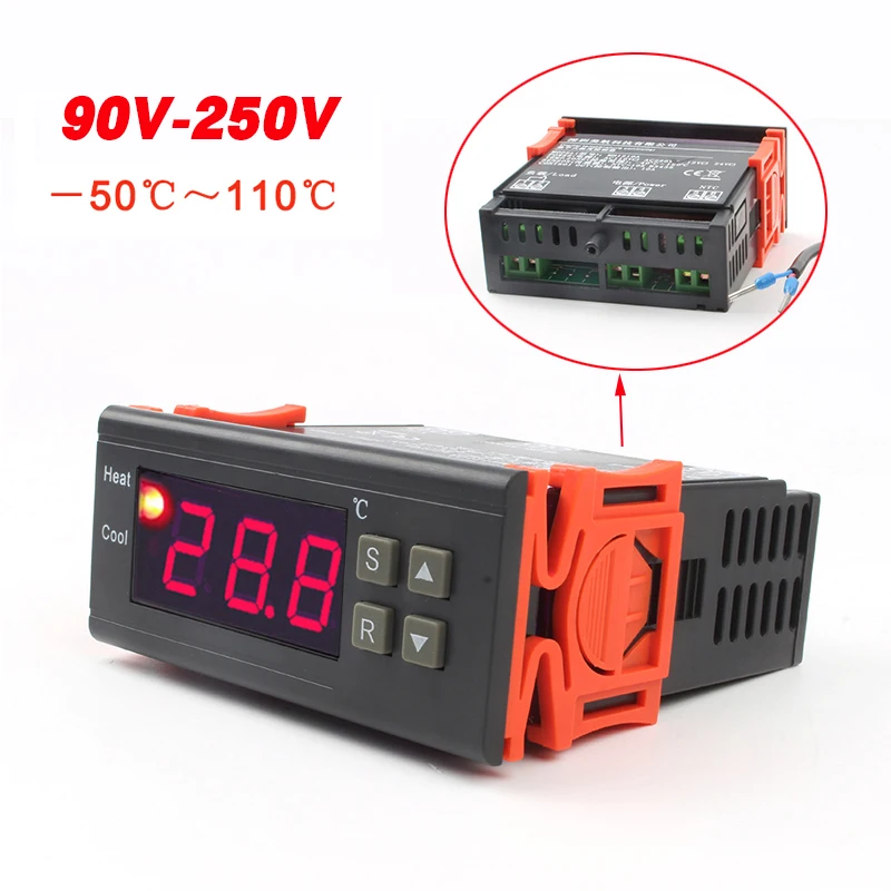 

MH-1210W 90A-250V digital thermometer incubator temperature controller -50~110V celsius degree thermostat