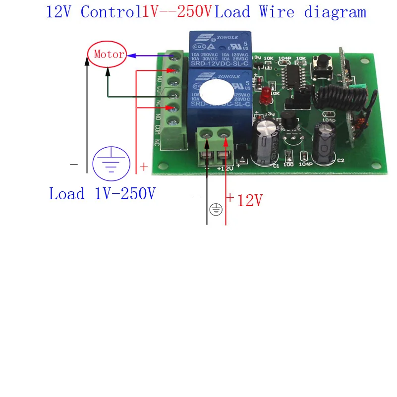 Remote Control 12V 2CH Switch Relay Wireless Remote Control Relay Module-2
