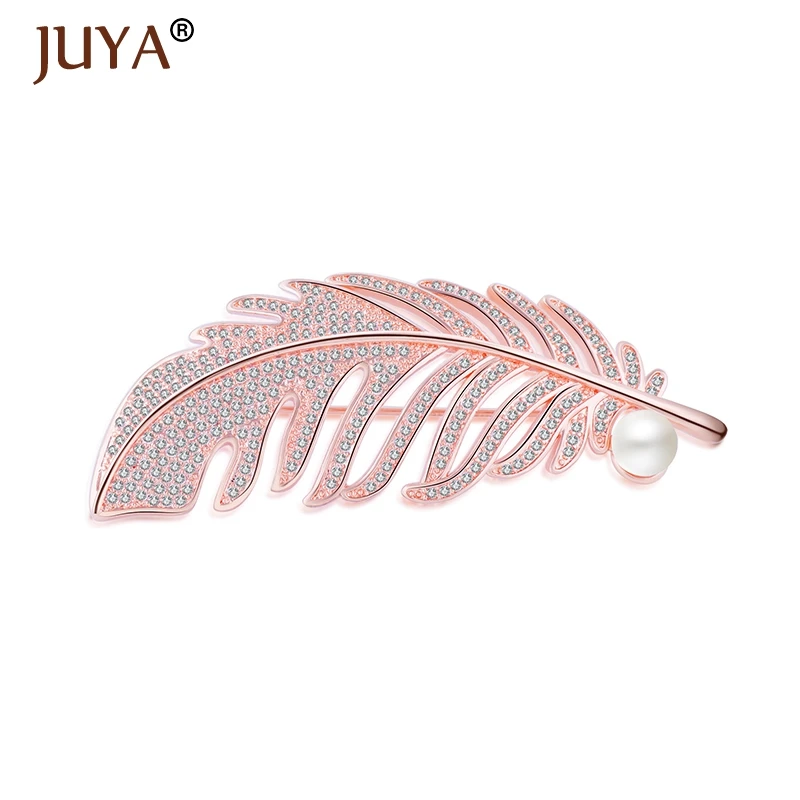 2017 Latest Design High Quality Pearl Feather Brooches For Women