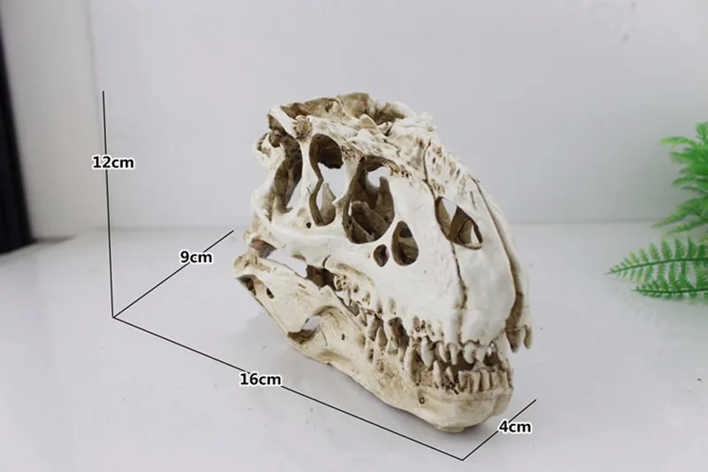 Высокое качество смолы искусственный имитированный t-rex череп из окаменелости 16*9*12 см для аквариума аквариум гусеничный ящик украшения орнамент