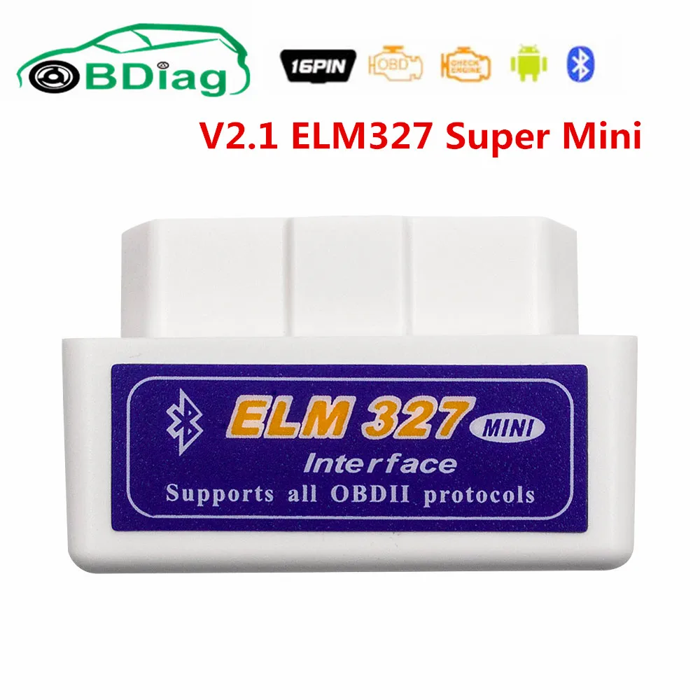 

Super Mini ELM327 V2.1 OBD2 Car Diagnostic Tool Bluetooth Mini ELM 327 For Android/Symbian For OBDII Protocols Multi-languages