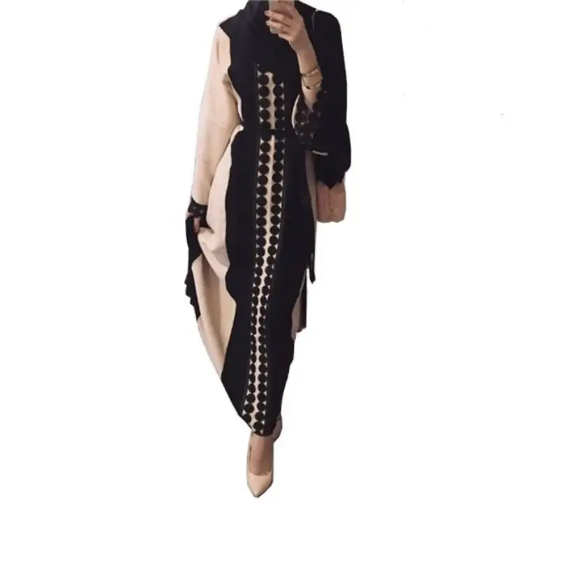 

Plus size 2018 Adult lace cotton liene abaya ruffles stitching Musulmane Turkish Abaya Muslim Robes Prayer Worship Service Wj667