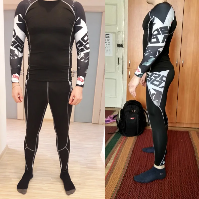 

Thermal Underwear Men's Long-Sleeved Underwear Set Compression Quick-drying Ski Underwear Cycling Underwear Training Suit 4XL