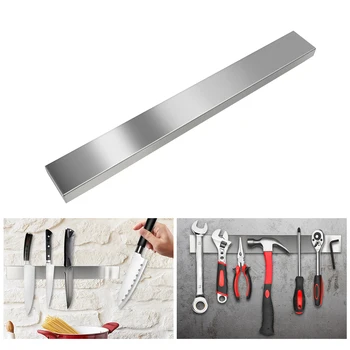 

Wall-Mounted Magnetic Knife Holder Double Bar Knife Rack 201 Stainless Steel Organizer Rack Storage For Kitchen Knives Utensils