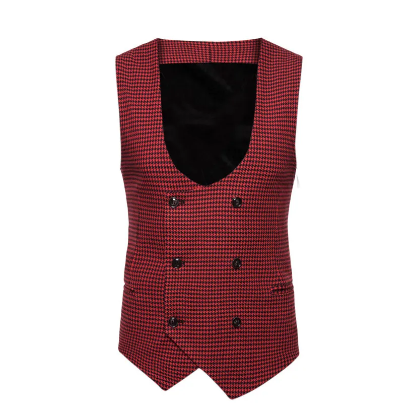 M-4XL мужской деловой костюм Британский джентльменский стиль блейзеры жилет приталенный пиджак пальто 80808 - Цвет: RD