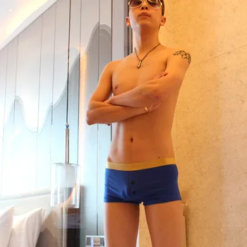 

Will WJ men's underwear cotton trousers button male underpants gold belt men's underwear