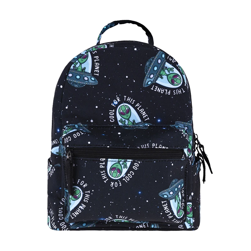 

Small Backpack Cool Alien Pattern Mini Backpack for Kids Schoolbag Fashion Cute Boy Black Book Bags for School Women Travel Bag