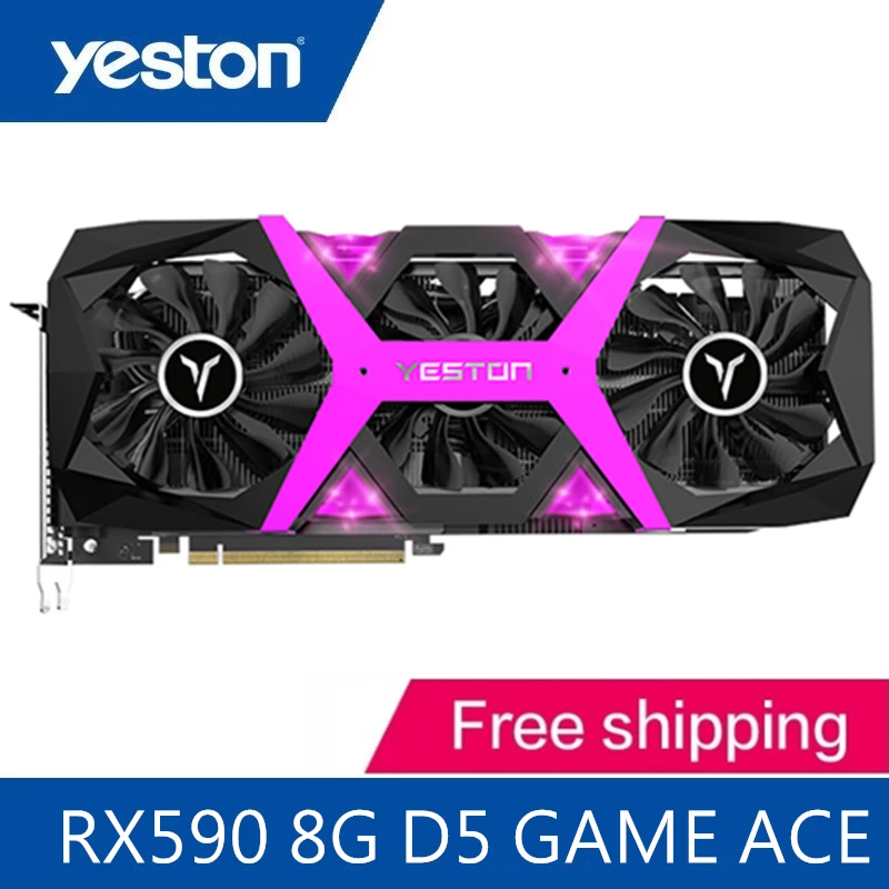  Yeston Radeon RX590 8 г GDDR5 256bit PCI Express x16 3,0 Видео игровой видеокарты DVI + HDMI + 3  DP для рабочего стола 